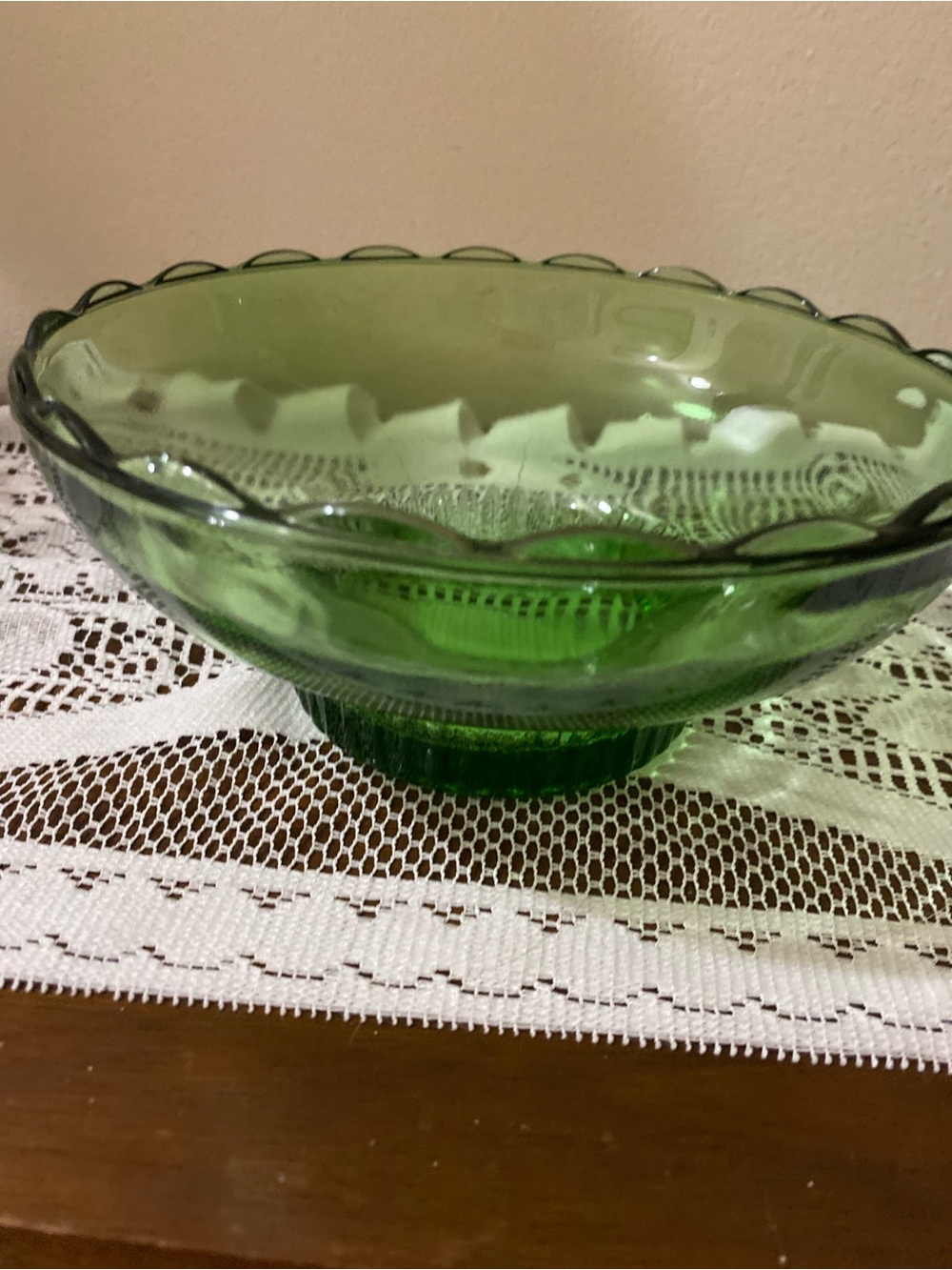 Green Glass Serving Bowl